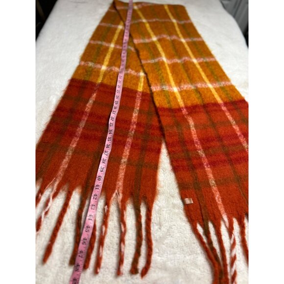 Frye & Co. Oversized Plaid Blanket Scarf Rustic Clay 50% Recycled Polyester - Picture 6 of 8